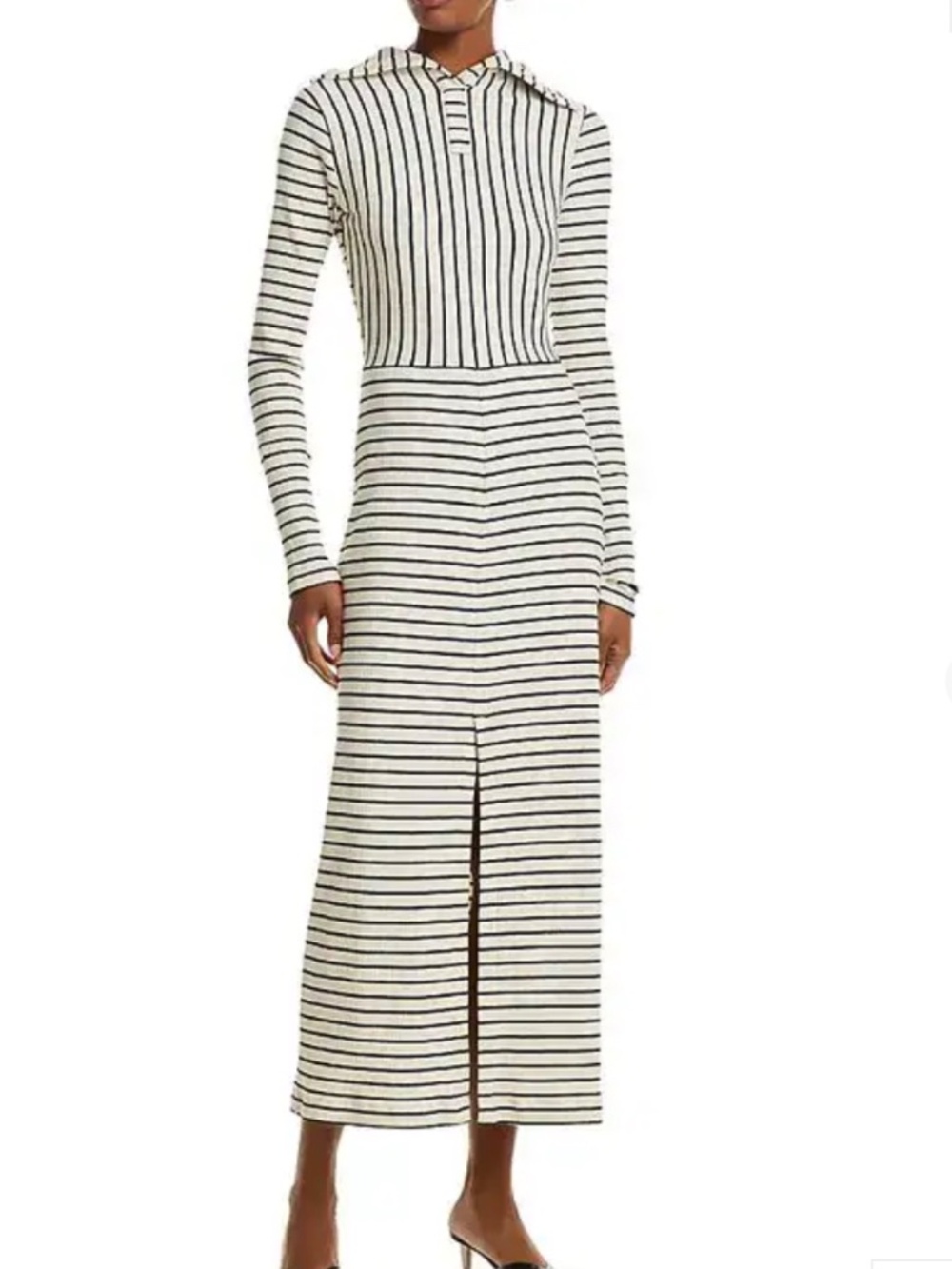 $550 Proenza Schouler White Label Frances Striped Rib-Knit Midi Dress - sz L